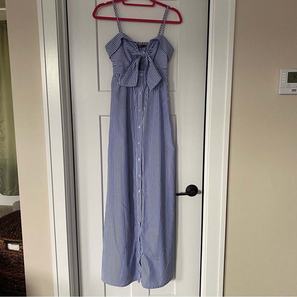 Love @ First Sight Blue and White Tie Front Maxi Dress